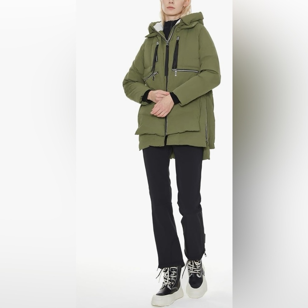 Orolay Women’s thickened down jacket, Size XL, olive green